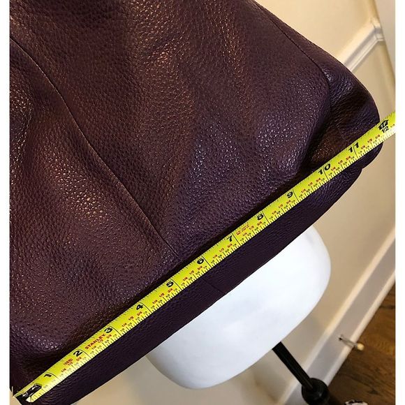 COACH Madison Phoebe Tumbled Purple Leather Purple Lining 3 Section Shoulder Bag - Picture 9 of 16